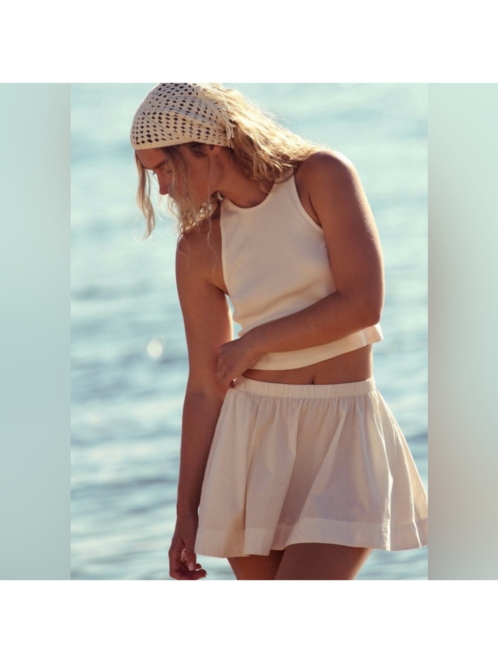 Free-Est Free People White Two-Piece Tank Top & Skirt Set
